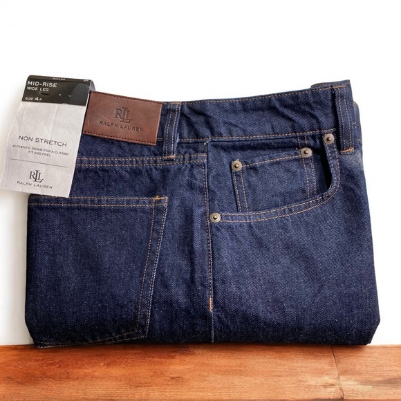 NWT Lauren Ralph Lauren Mid-Rise Wide-Leg Jean size 4P - Picture 14 of 14